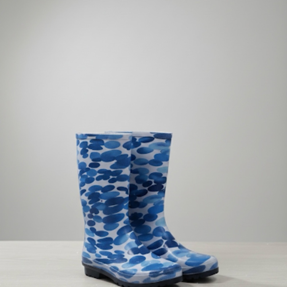 Kamik Blue Abstract Print Rain Boots | Waterproof Festival Cottagecore Boots